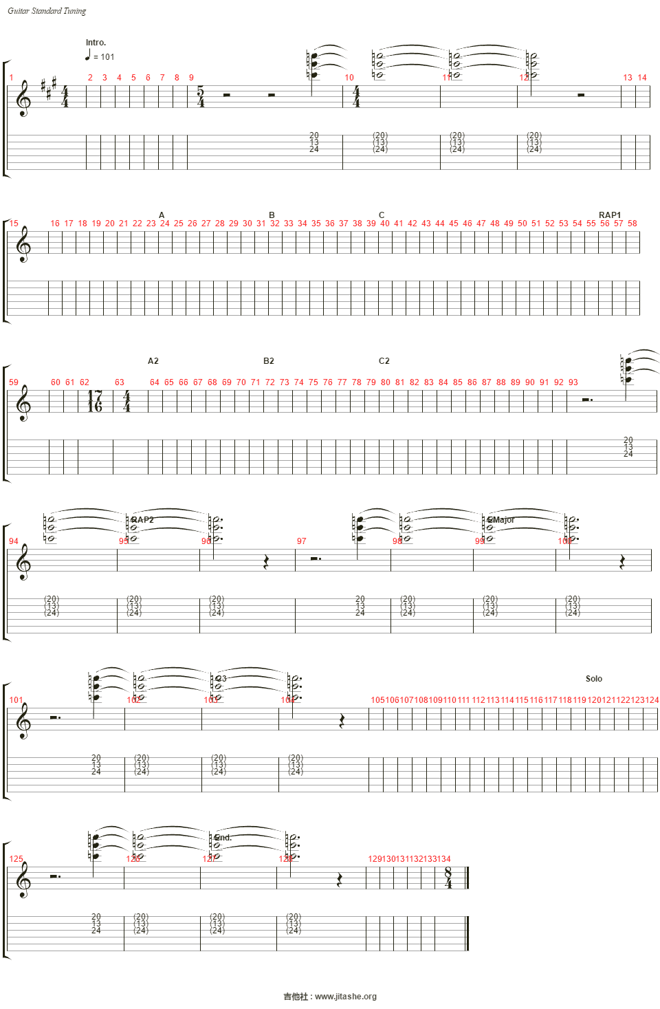 头文字d rage your dream吉他谱(gtp谱,总谱)_动漫游戏(acg)