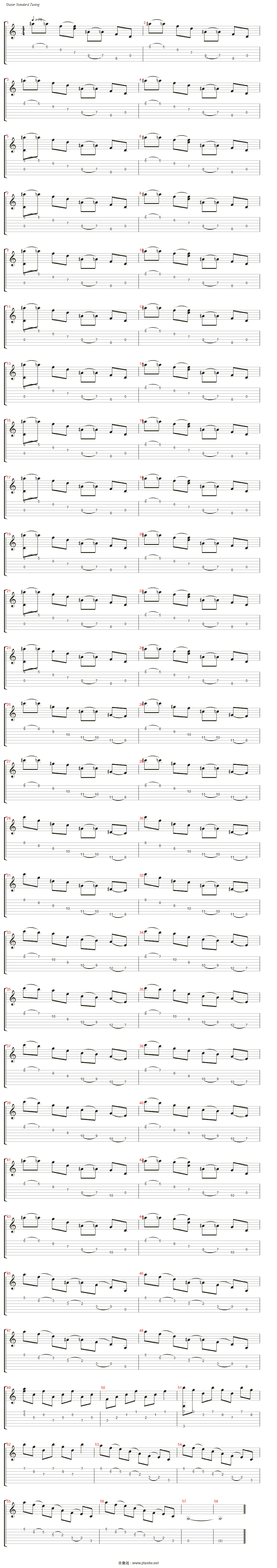 最终幻想7 j-e-n-o-v-a吉他谱(steel guitar)_动漫游戏