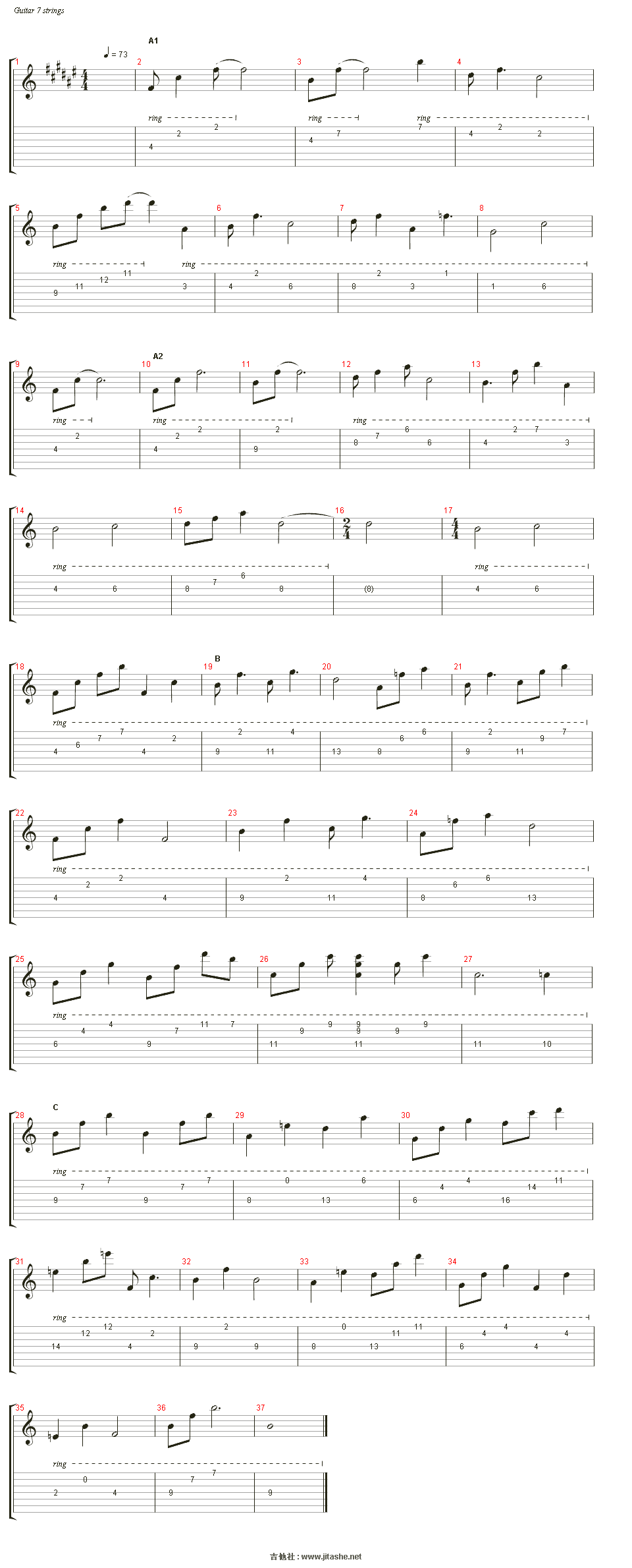 白色相簿2(white album 2) - powder snow吉他谱(piano (l))