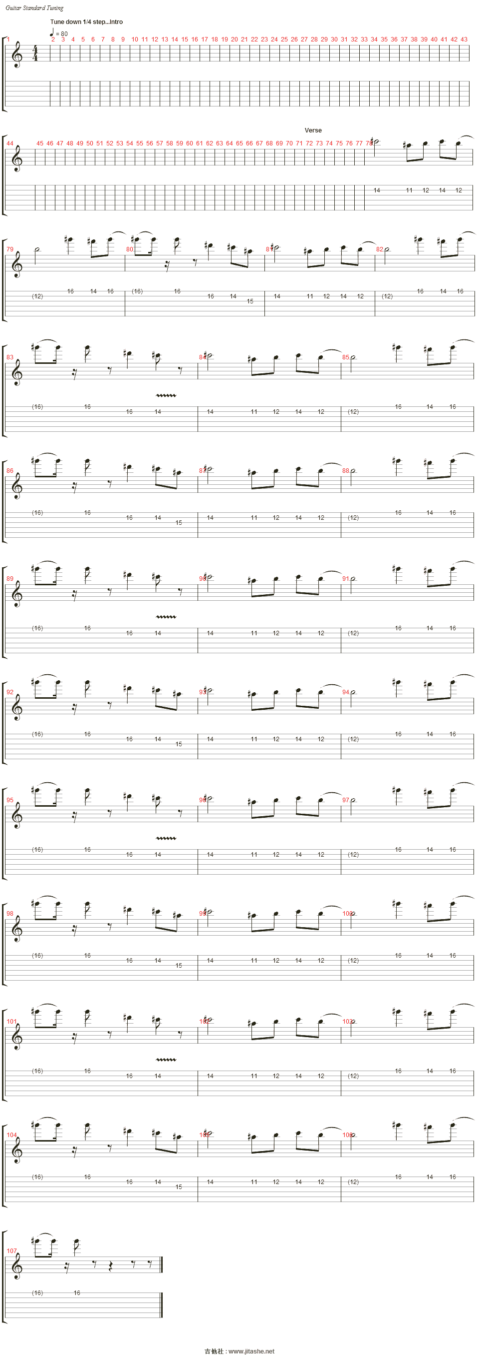 redbone吉他谱(dist. guitar 1)_childish gambino