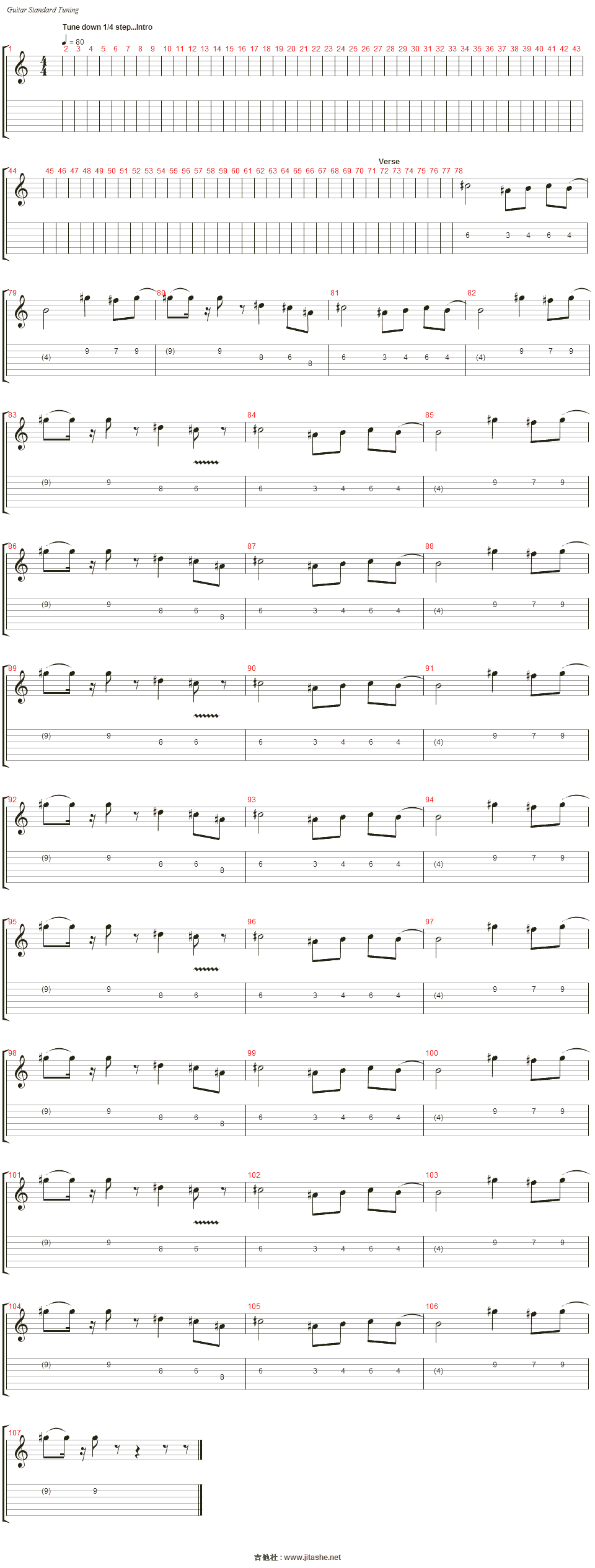 redbone吉他谱(dist. guitar 2)_childish gambino