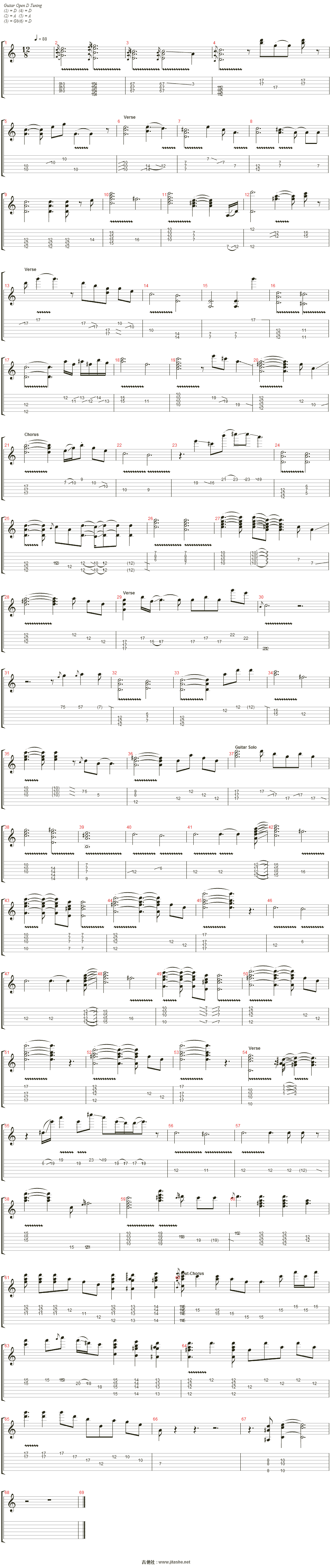 nobody knows you when you"re down and out吉他谱(guitar ii [slide