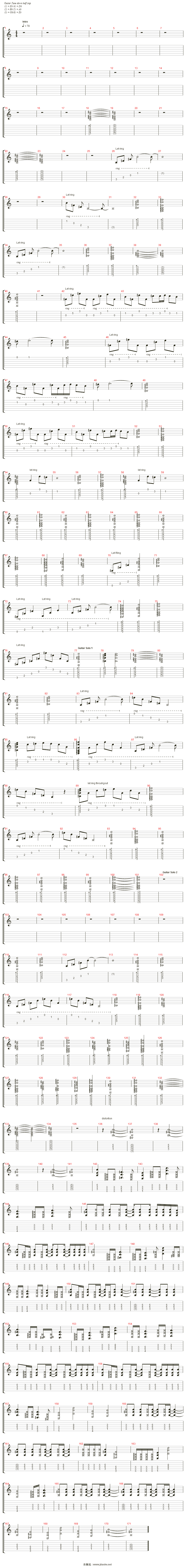 november rain吉他谱(guitar 2)_guns n" roses