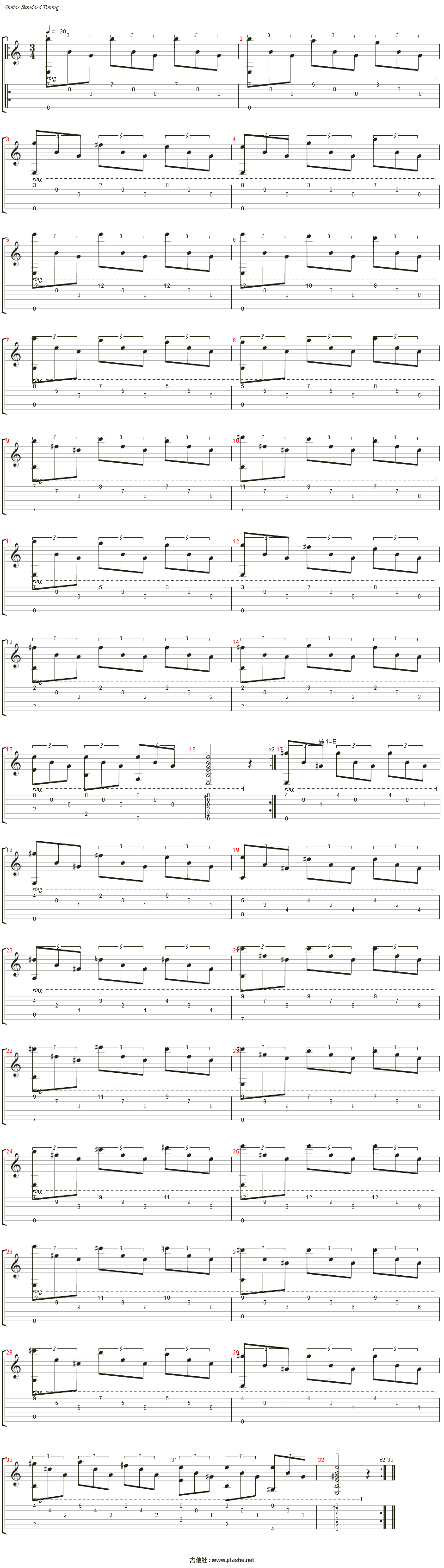 爱的罗曼史吉他谱(音轨 1)_narciso yepes