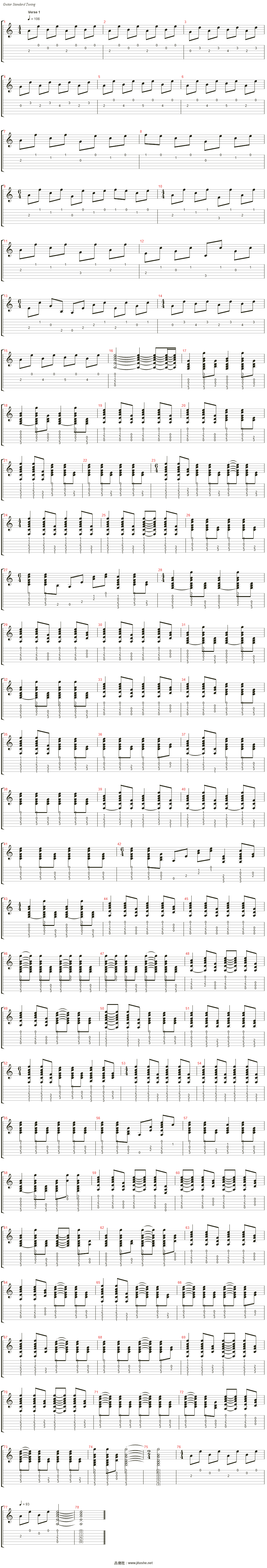 the sound of silence吉他谱(acoustic capo 6th)_simon & garfunkel