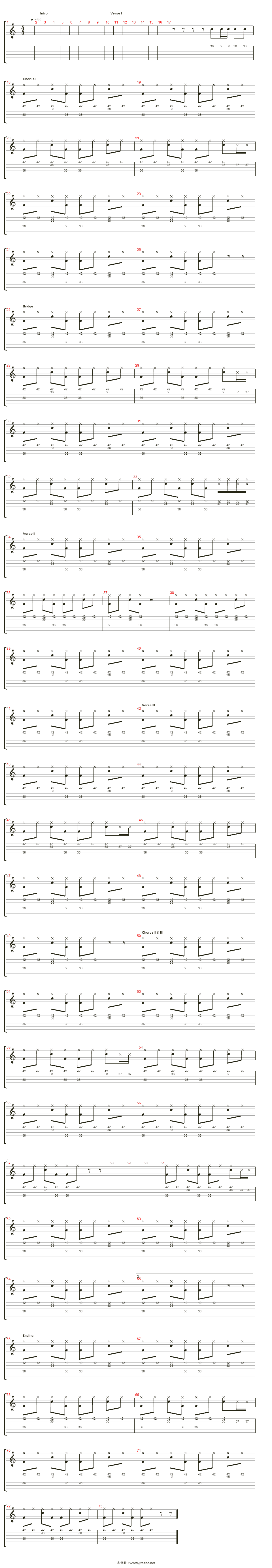 稻香吉他谱(鼓1)_周杰伦