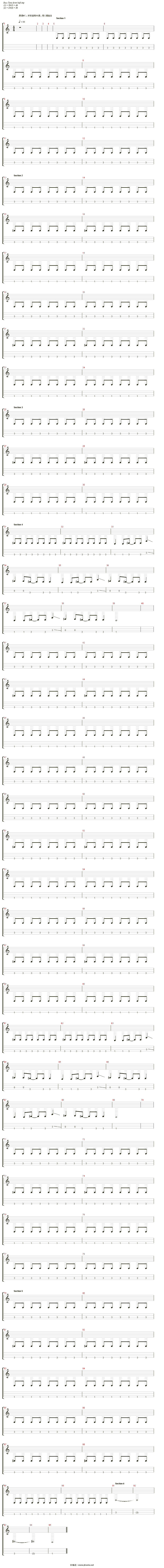 流星吉他谱(bass)_郑钧