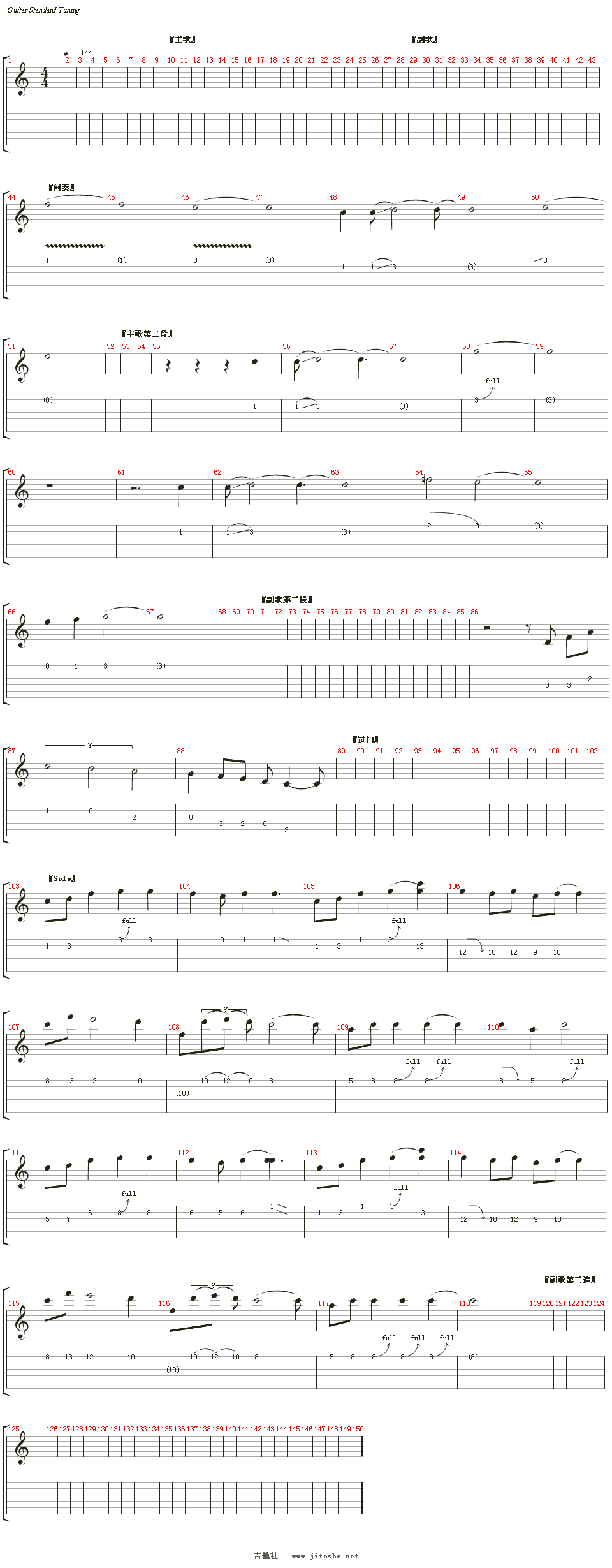 dear john吉他谱(电吉他)_比莉