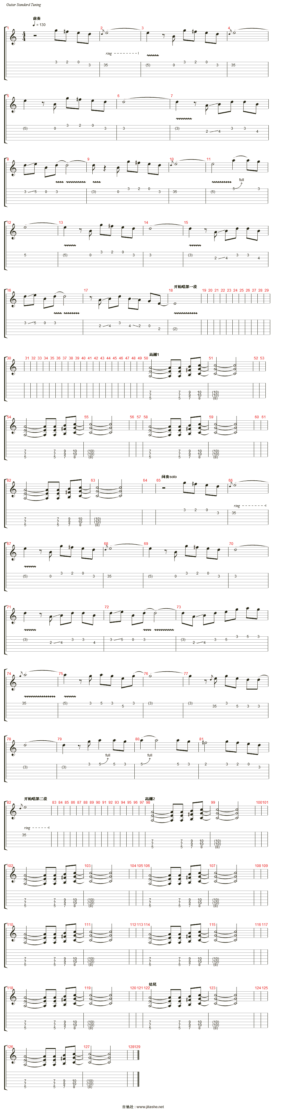 爱就爱了吉他谱(solo)_陈琳