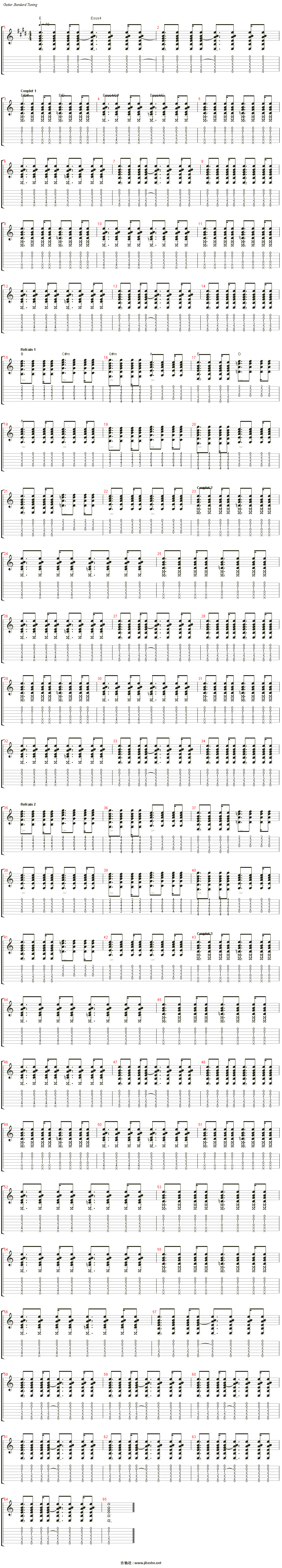 aubert 制谱人:rafaruto 节拍:♩ = 78 key:4 和弦:e esus4 e/d