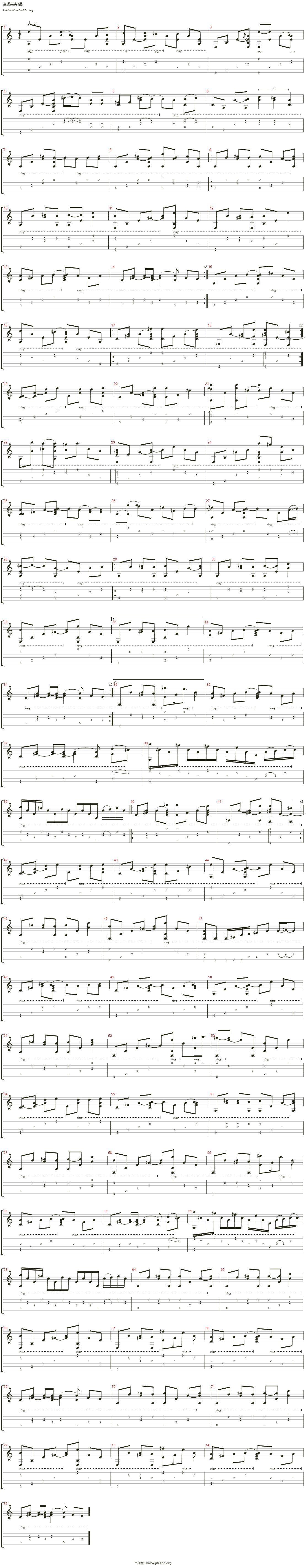 yellow(蔡健雅翻唱版指弹)吉他谱(音轨 1)_coldplay