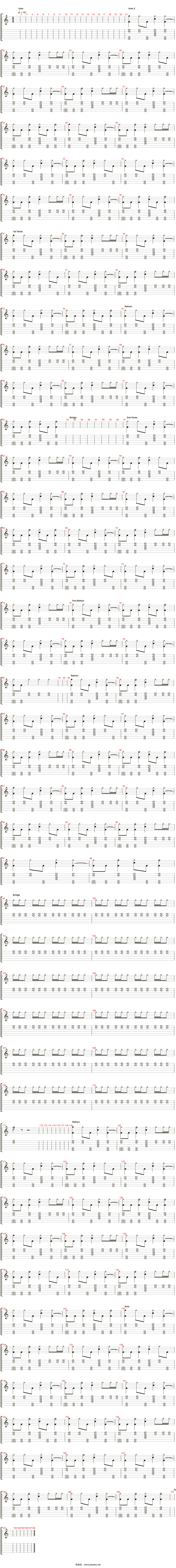 paradise吉他谱(gtp谱,总谱)_coldplay(酷玩乐队)