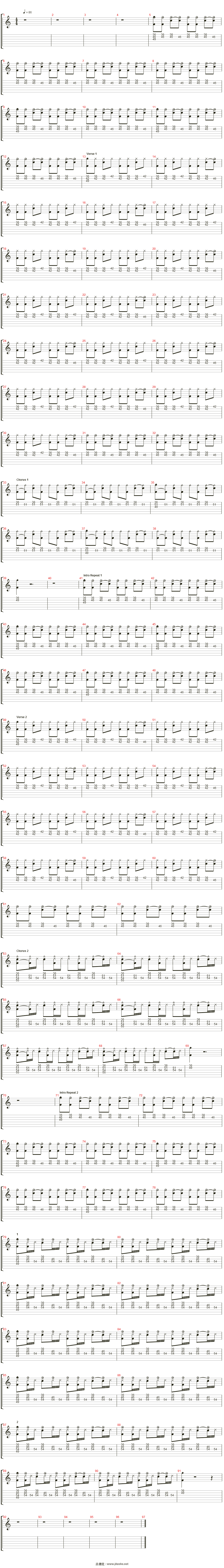 yellow吉他谱(gtp谱,总谱)_coldplay(酷玩乐队)