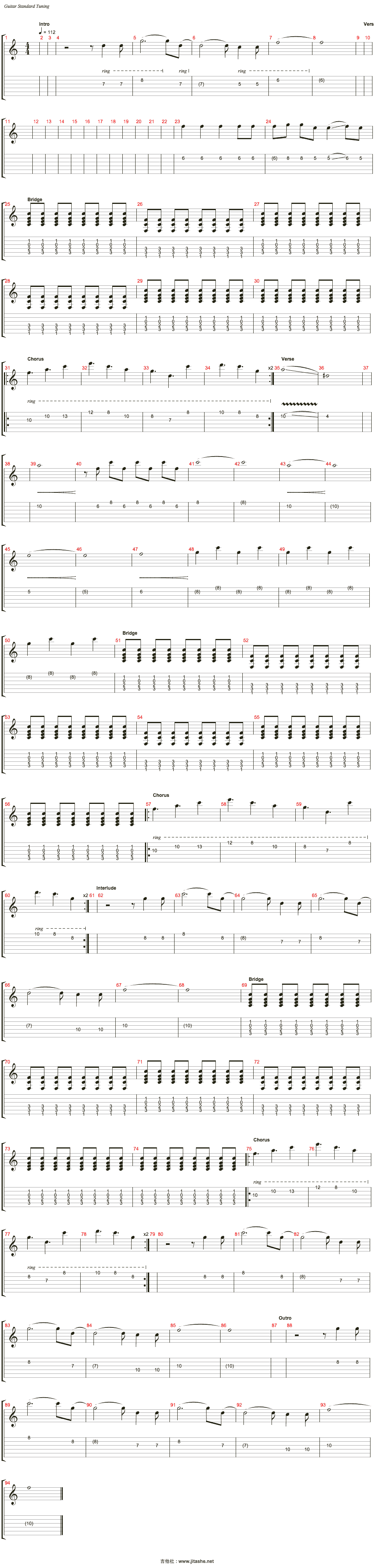 closer吉他谱(gtp谱)_travis(特拉维斯乐队)