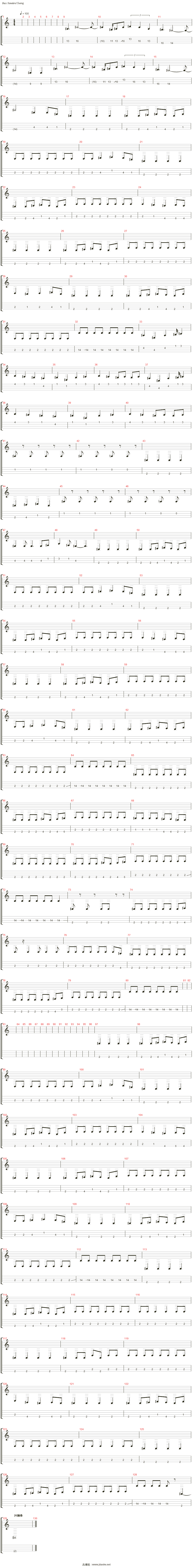 再见乌托邦吉他谱(electric bass)_脑浊