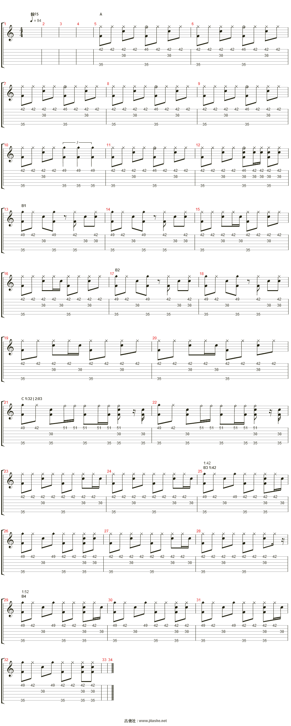 玛丽奥吉他谱(drum)_七八点