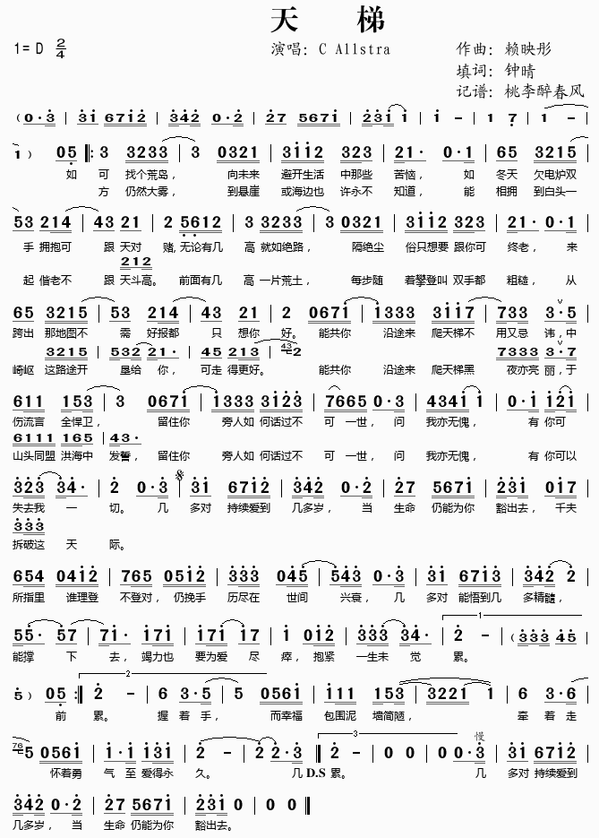 天梯吉他谱(图片谱)_C AllStar_天梯.gif