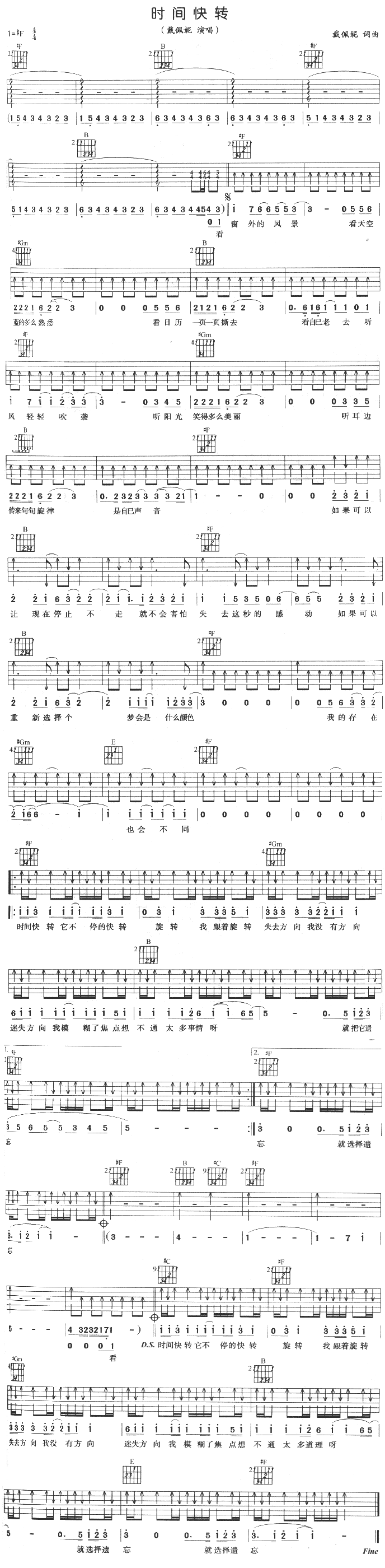 时间快转吉他谱(图片谱)_戴佩妮(Penny)_时间快转.gif