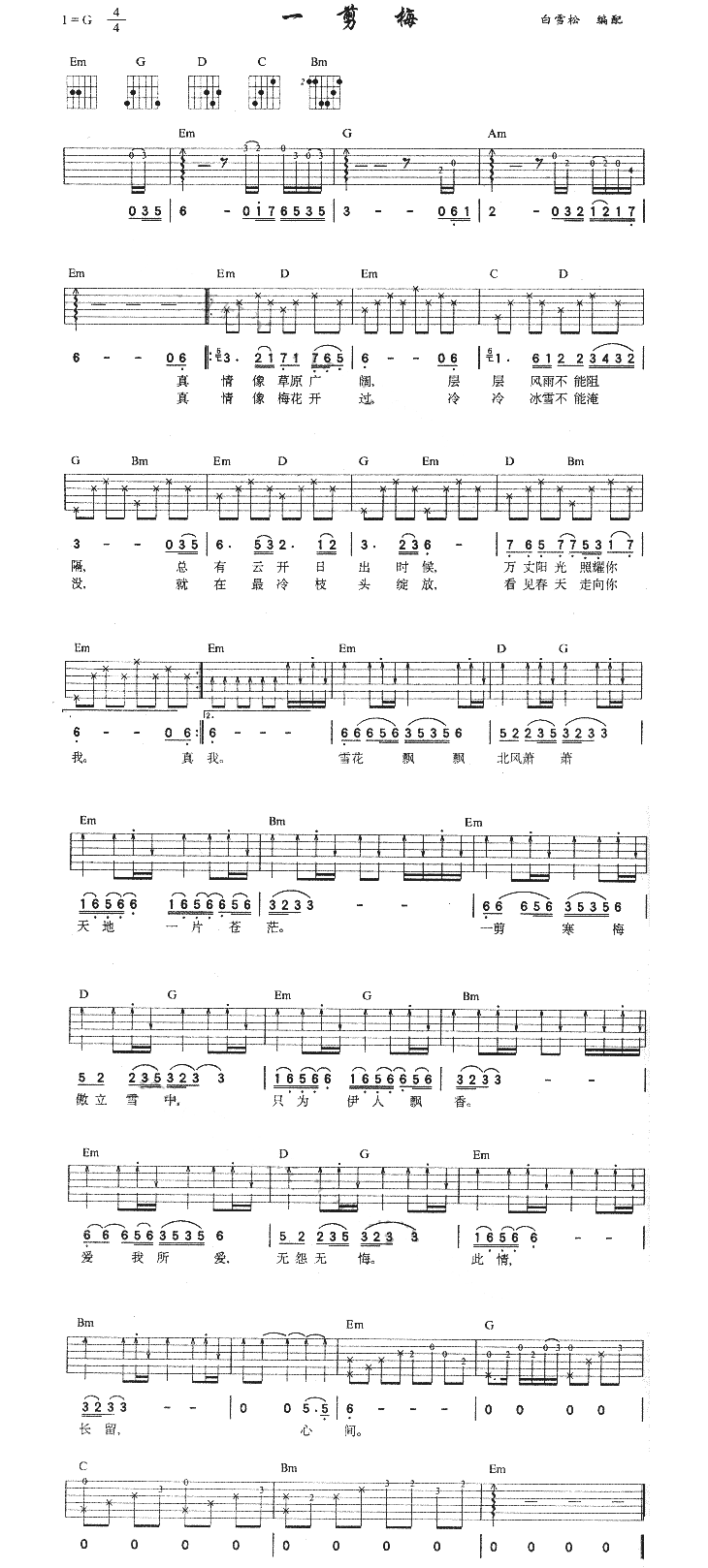 一剪梅吉他谱(图片谱)_费玉清_一剪梅.gif