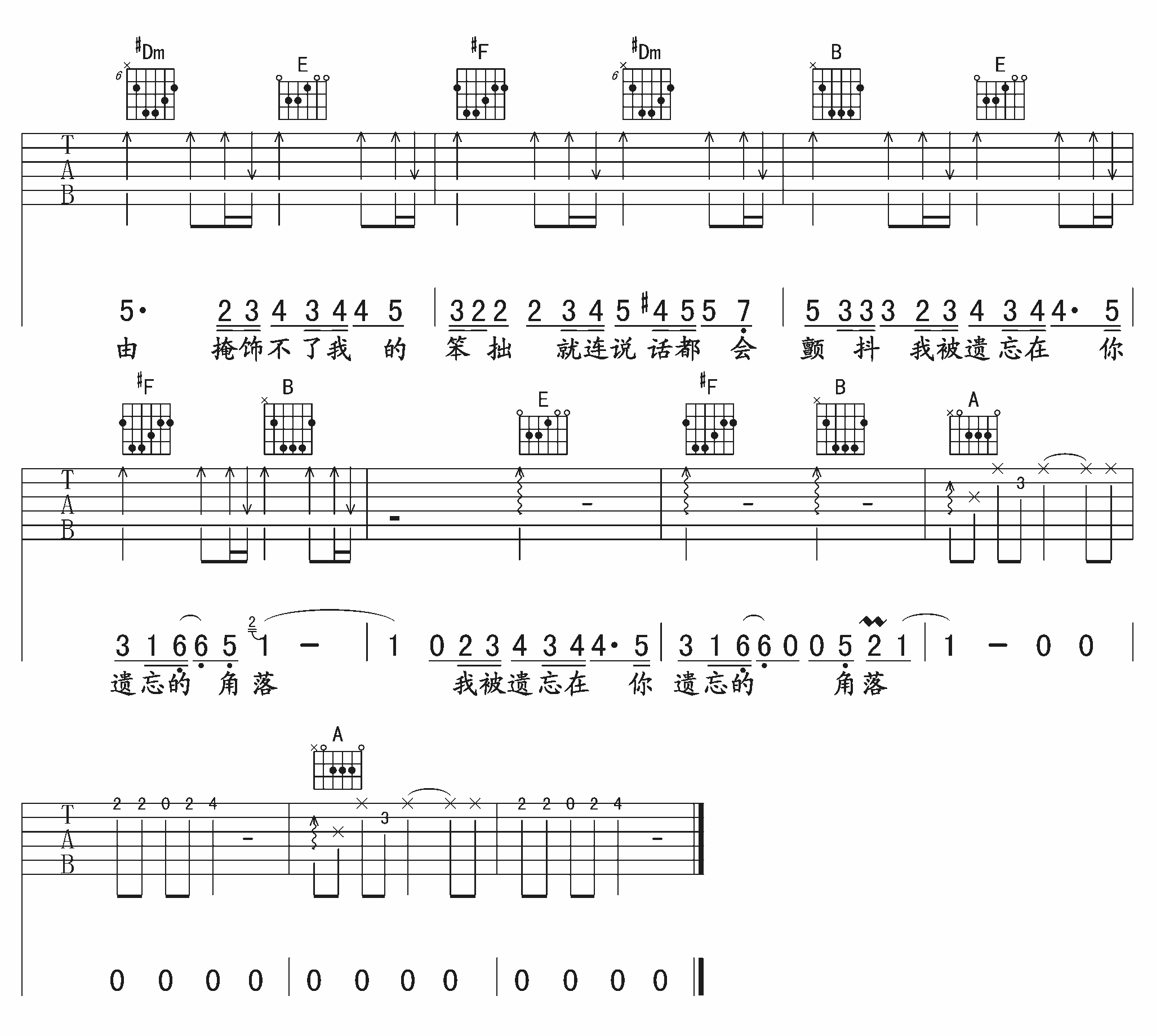 你要的不是我吉他谱(图片谱,弹唱,分解和弦)_林俊杰(JJ)_林俊杰《你要的不是我》吉他谱六线谱3.png