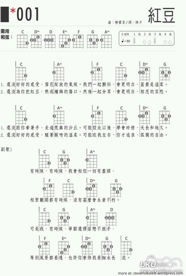 王菲的《红豆》— 尤克里里曲谱[红豆_1~1.JPG]