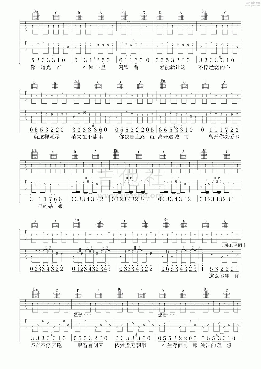那一年吉他谱(图片谱,弹唱,双吉他版)_许巍_双吉他完整版《那一年》_1047.gif