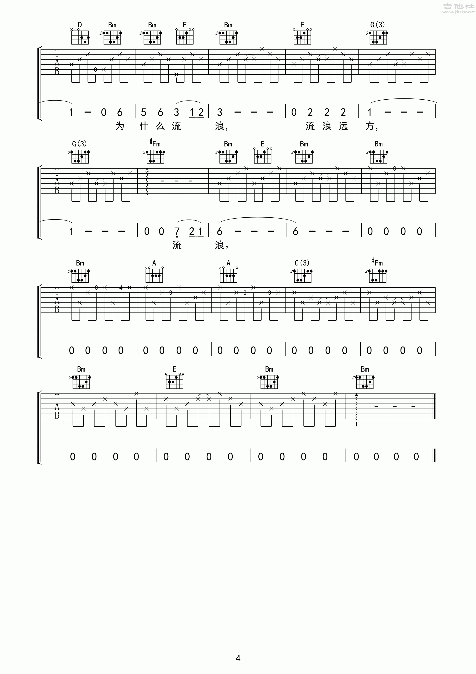 橄榄树吉他谱(图片谱,弹唱)
