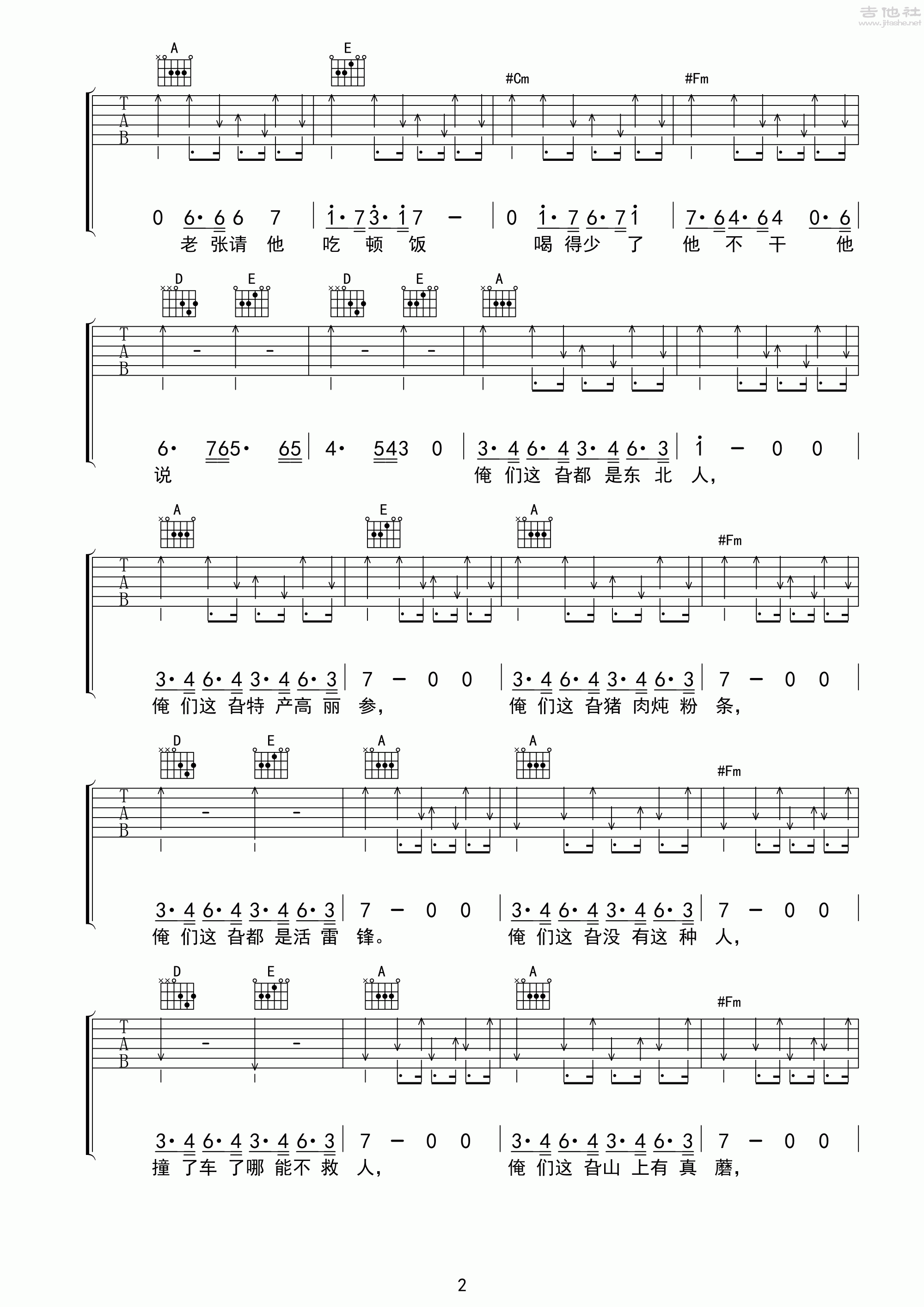 东北人都是活雷锋吉他谱(图片谱,弹唱,扫弦)_雪村_东北人都是活雷锋202.gif
