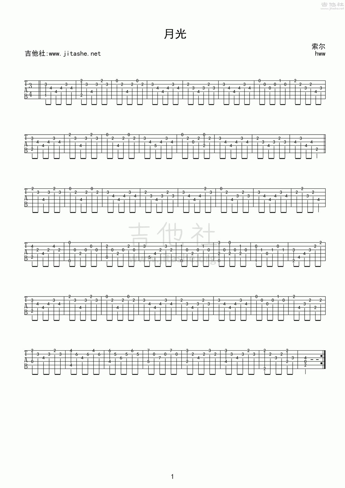 月光吉他谱(图片谱,独奏)_Fernando Sor(Josep Ferran Sorts i Muntades;费尔南多·索尔)_月光.gif