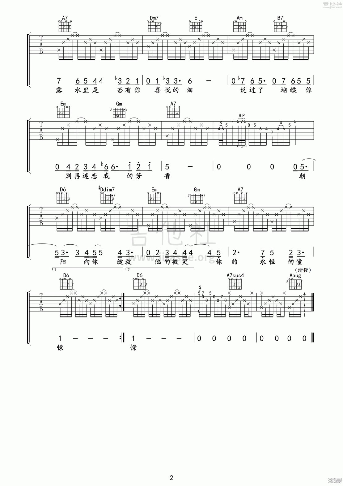 蒲公英(玩易吉他弹唱教程:第五季第27集)吉他谱(图片谱,玩易吉他弹唱教程,弹唱,教程)_罗大佑_蒲公英02.gif