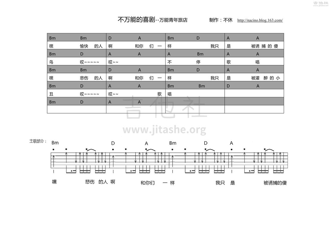 打印:不万能的喜剧吉他谱_万能青年旅店_不万能的喜剧-万能青年旅店.jpg