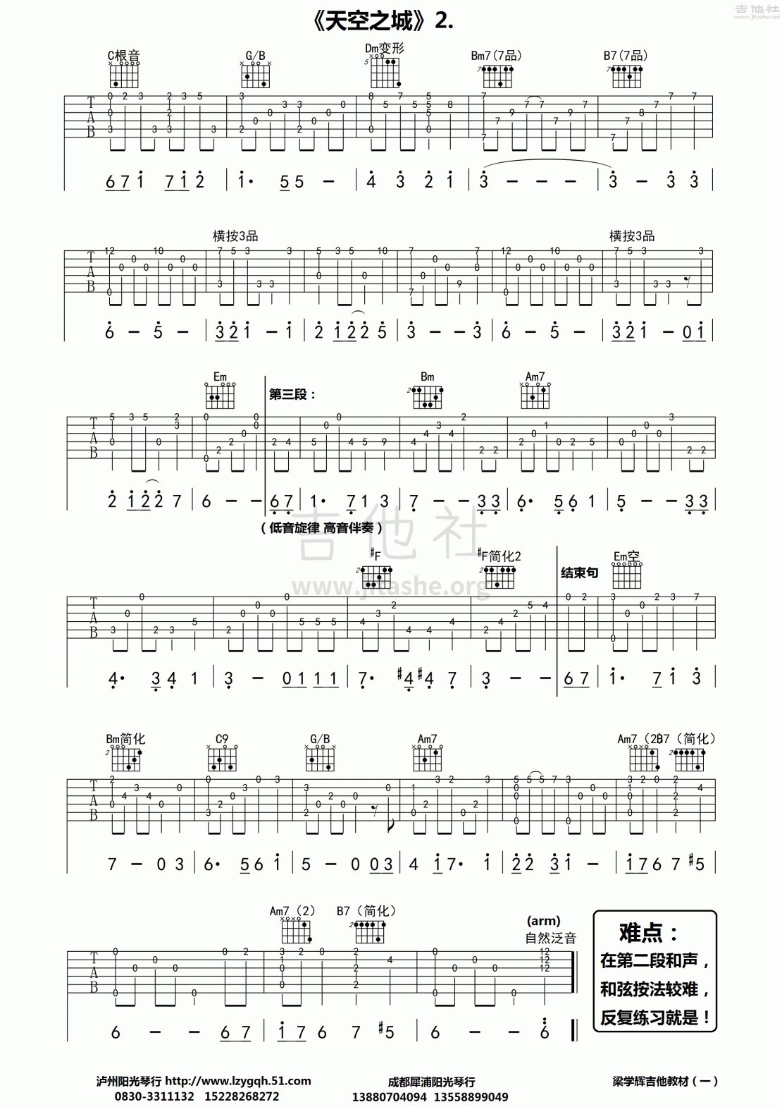 天空之城吉他谱(图片谱,指弹,独奏,木吉他)_动漫游戏(ACG)_天空之城 木吉他版_2.gif