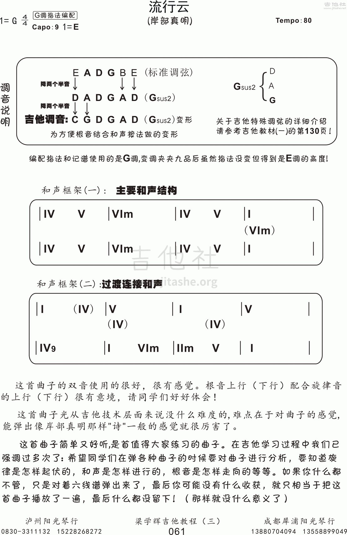 流れ行く雲(流行的云)吉他谱(图片谱,指弹,G调)_岸部真明(岸部眞明;Masaaki Kishibe;きしべ　まさあき)_流行云 岸部真明 1.gif