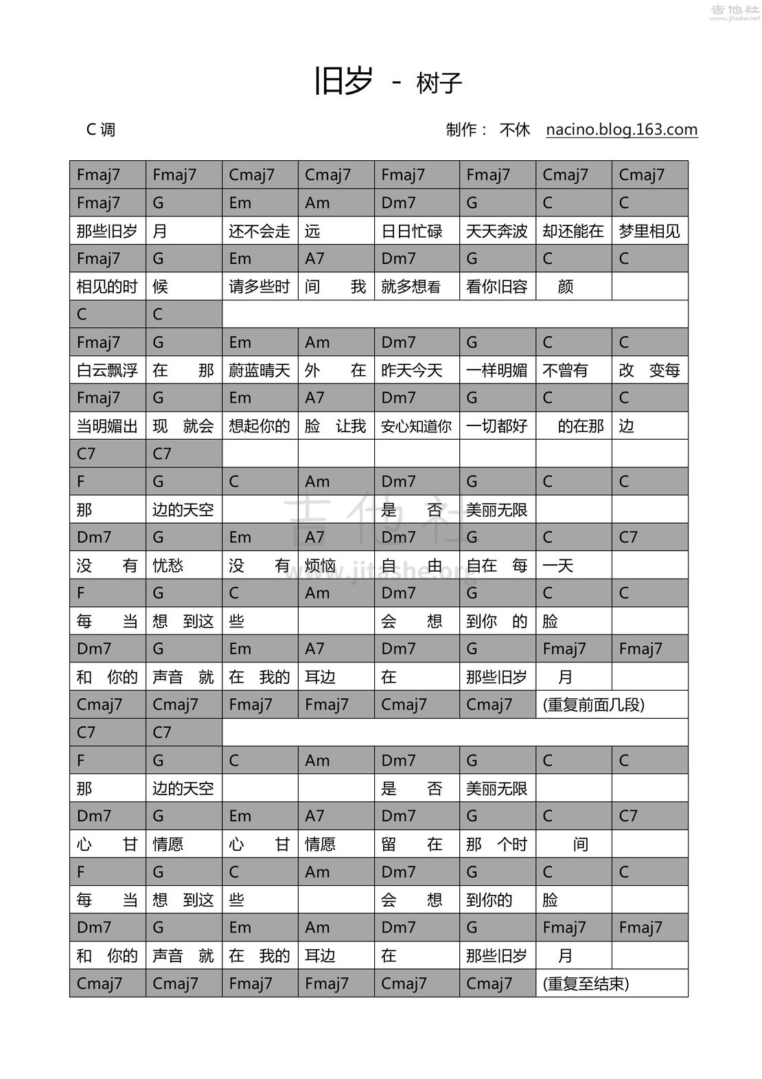 旧岁吉他谱(图片谱,弹唱,民谣)_树子_旧岁.jpg