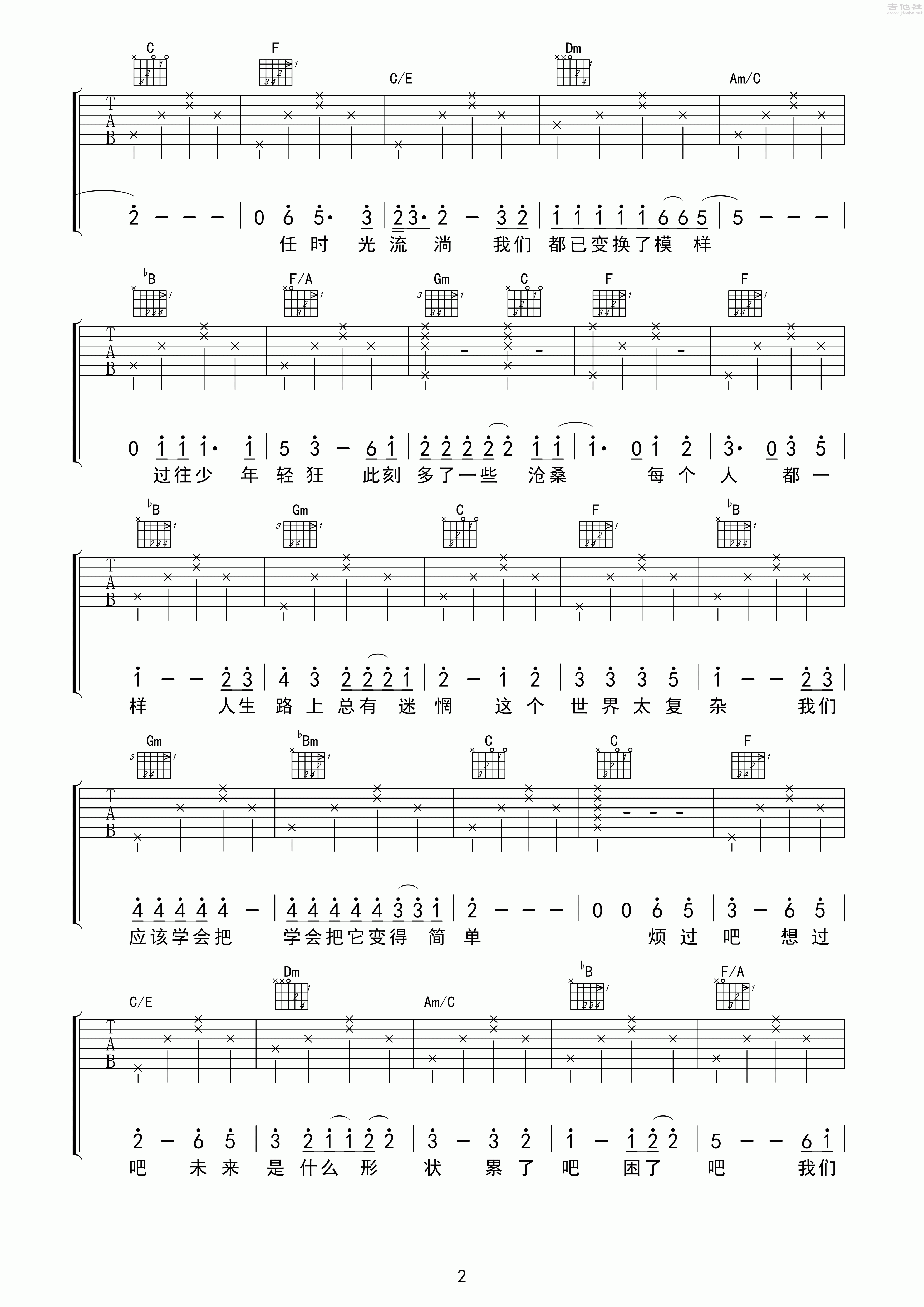 路上(电影《玩大的》主题曲)吉他谱(图片谱,弹唱)_范圣霖_玩大的 杨佳《路上》_2.gif