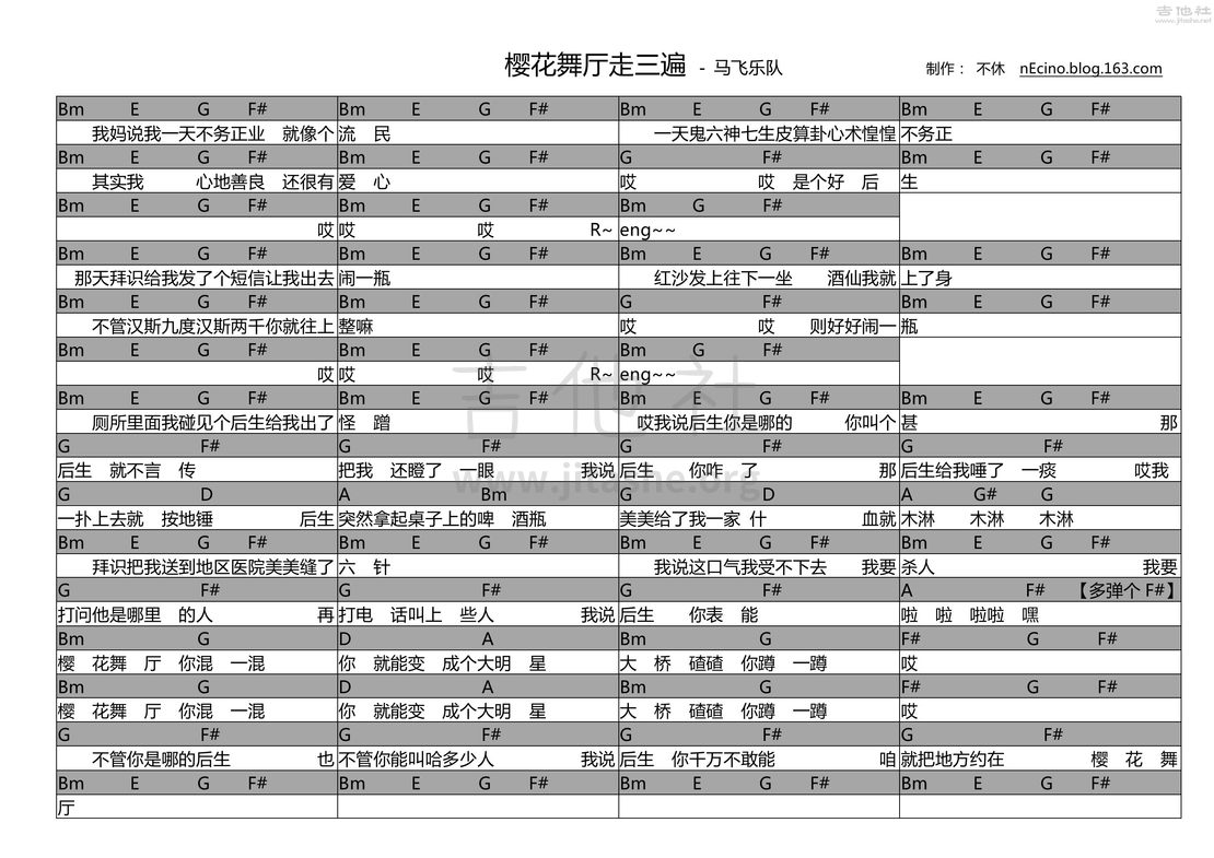 打印:樱花舞厅走三遍吉他谱_马飞与乐队_樱花舞厅走三遍.jpg