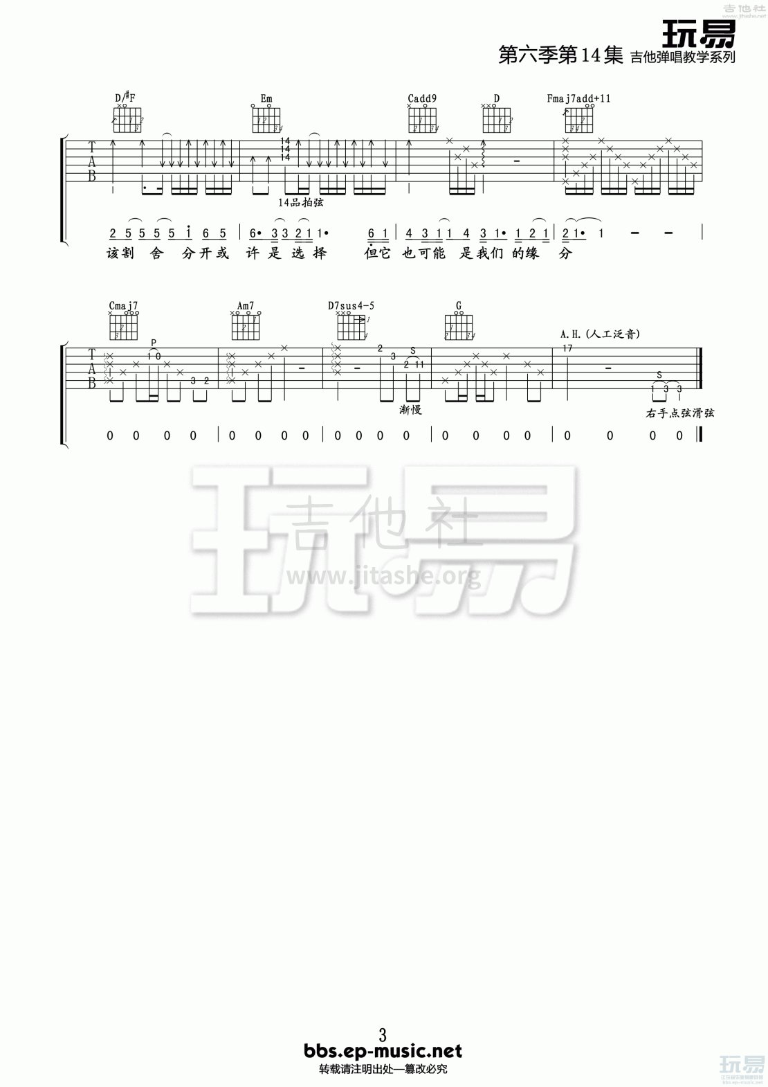 空白格(玩易吉他弹唱教程:第六季第14集)吉他谱(图片谱,玩易吉他弹唱教程,弹唱,教程)_杨宗纬(Aska)_第六季第14集《空白格》 (3).gif