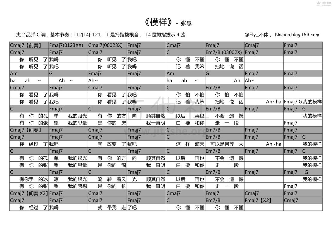 模样吉他谱(图片谱,弹唱)_张悬(焦安溥)_模样.jpg