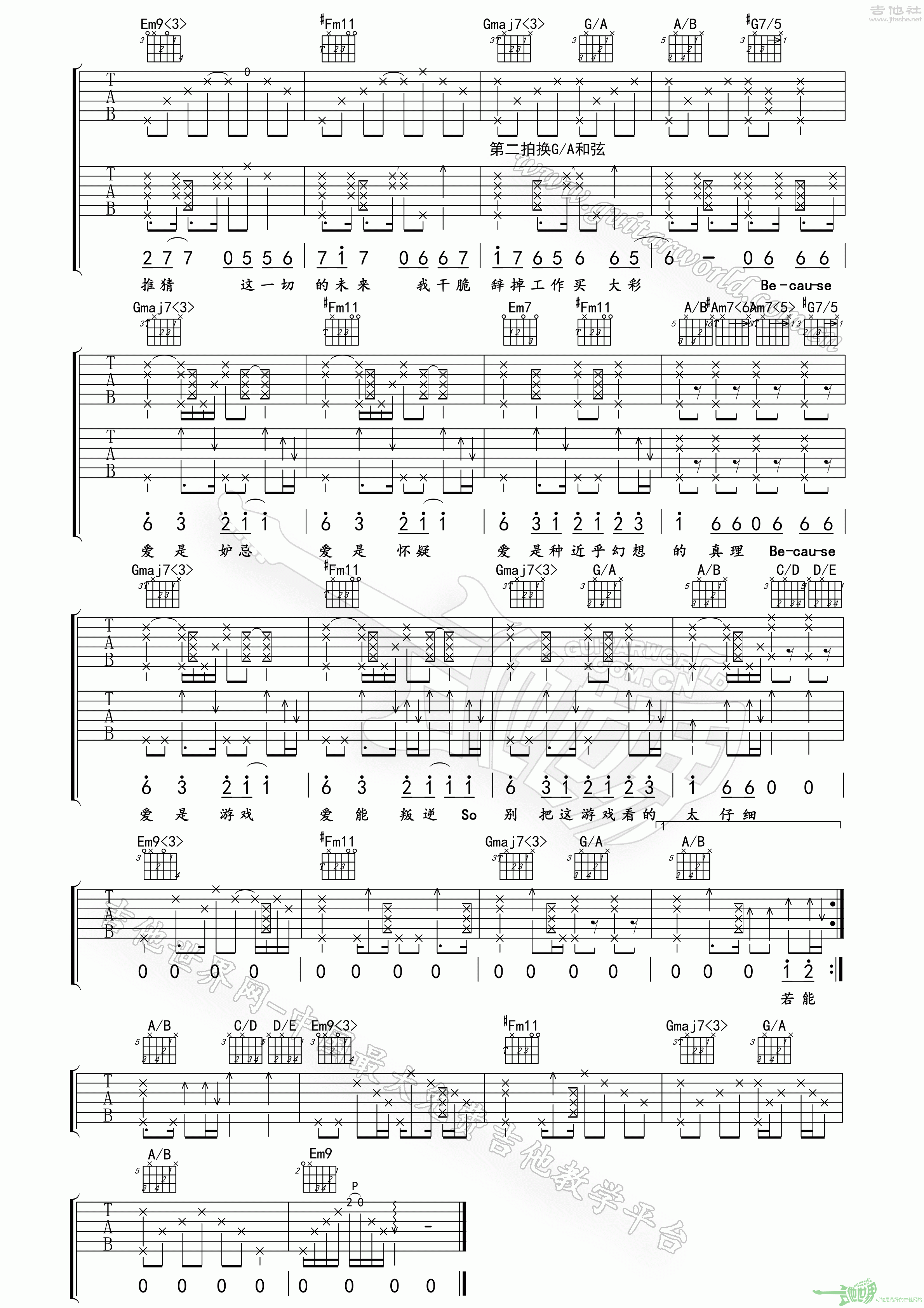 爱是怀疑吉他谱(图片谱,弹唱)_陈奕迅(Eason Chan)_爱是怀疑02.gif