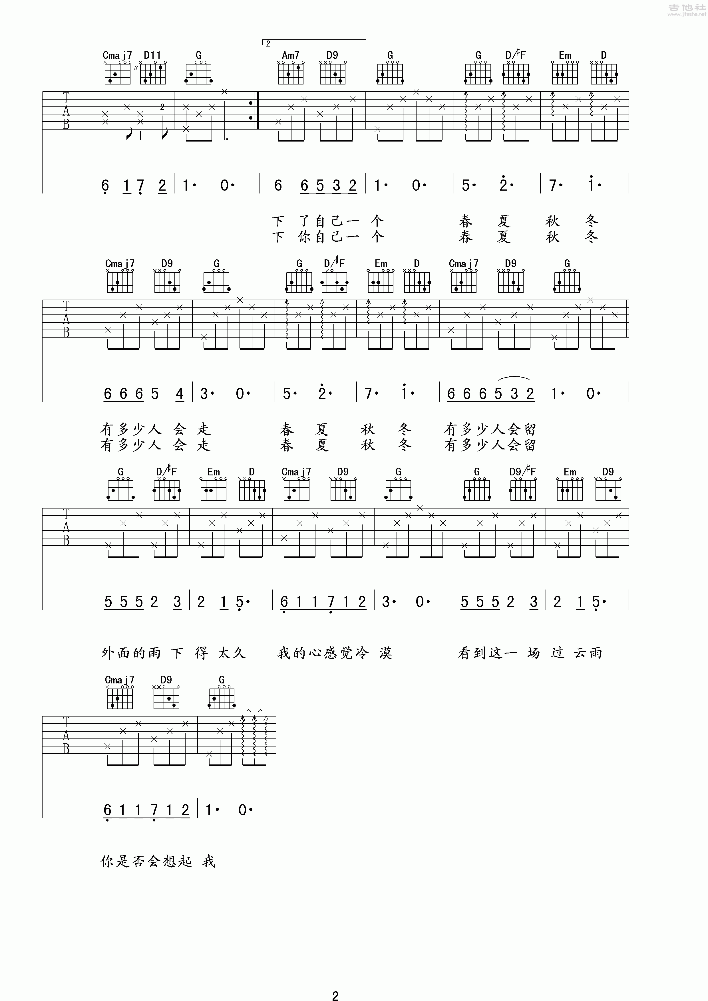 过云雨吉他谱(图片谱,弹唱)_张敬轩(Hins Cheung)_《过云雨》简单动听！！！_1451.gif