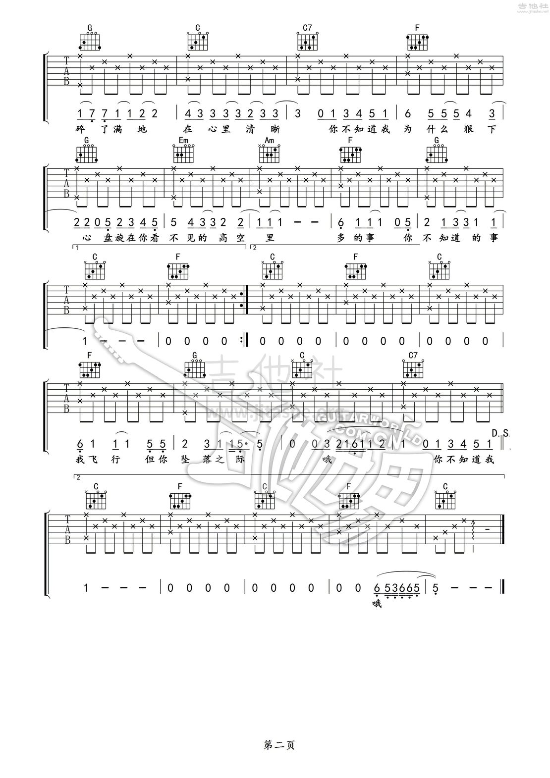 你不知道的事吉他谱(图片谱,吉他世界,弹唱,分解和弦)_王力宏(Leehom Wang)_你不知道的事02.jpg