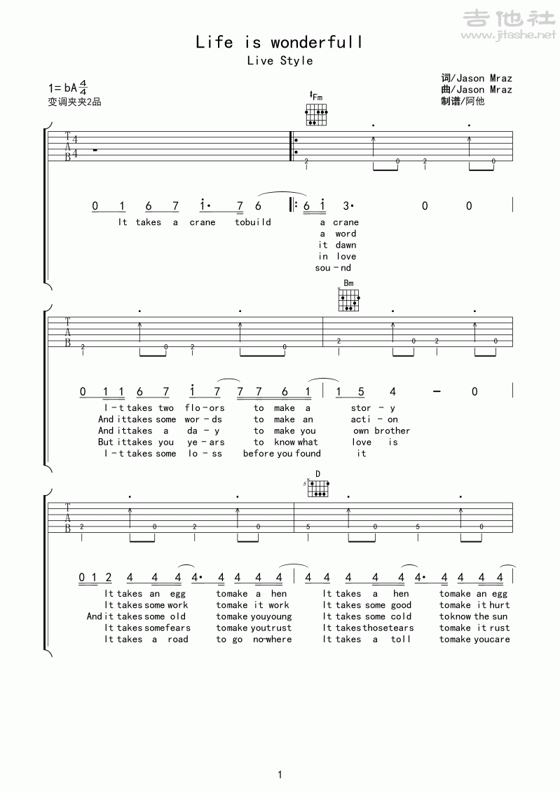 Life is wonderful吉他谱(图片谱,弹唱)_Jason Mraz(杰森·玛耶兹;男巫)_filename01.gif