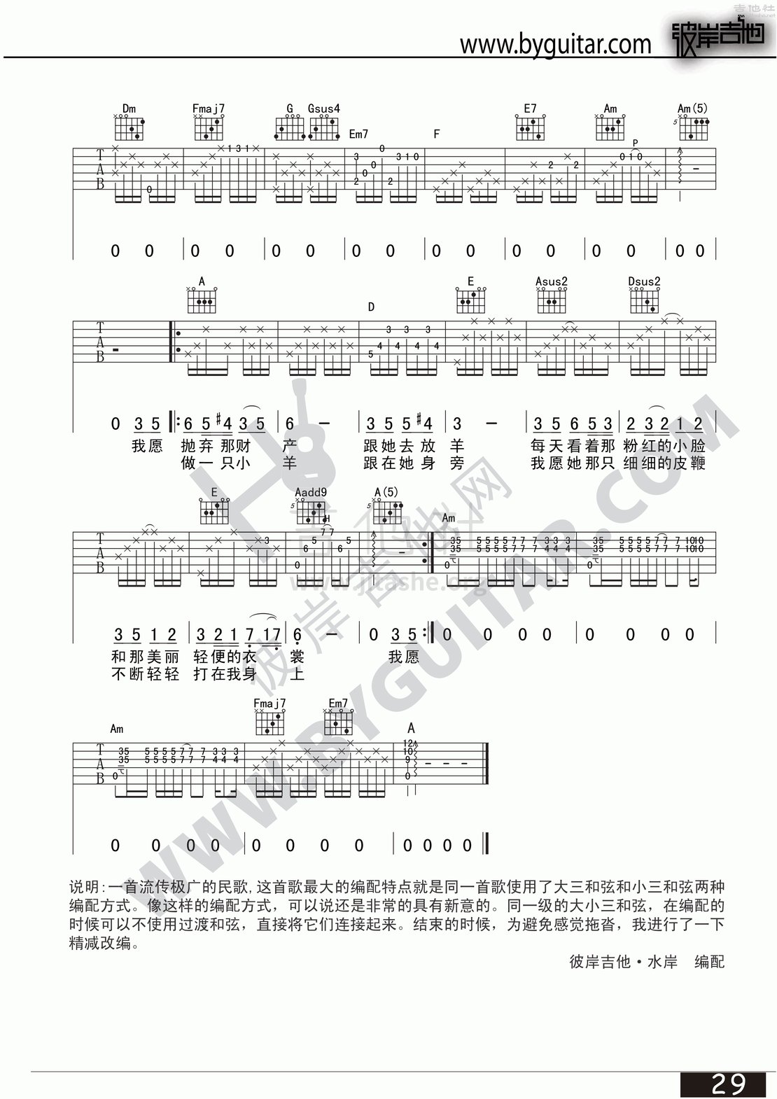 在那遥远的地方吉他谱(图片谱,弹唱)_李志_在那遥远的地方 2.gif