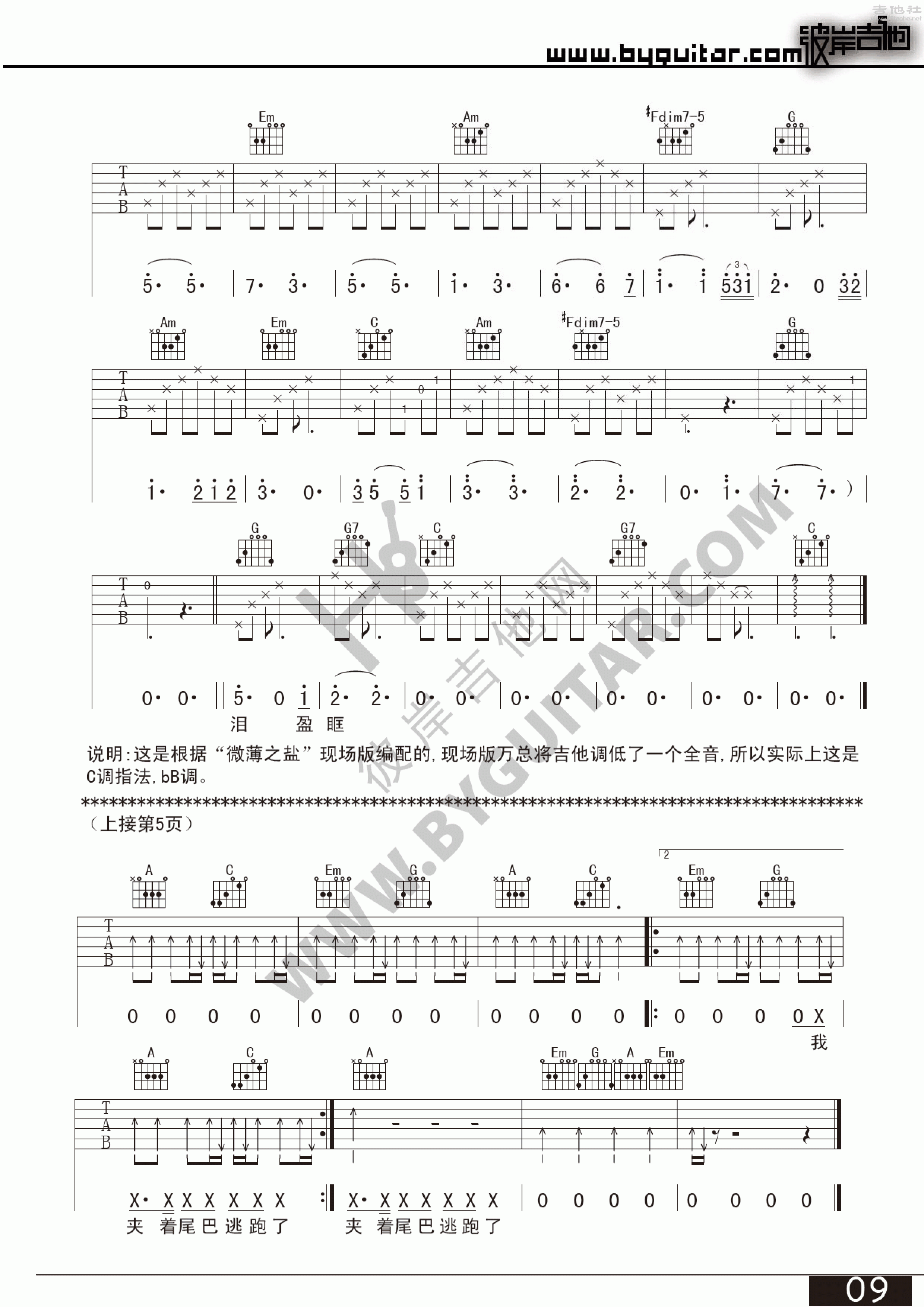 达摩流浪者吉他谱(图片谱,彼岸吉他,弹唱)_万晓利_达摩流浪者 2.gif