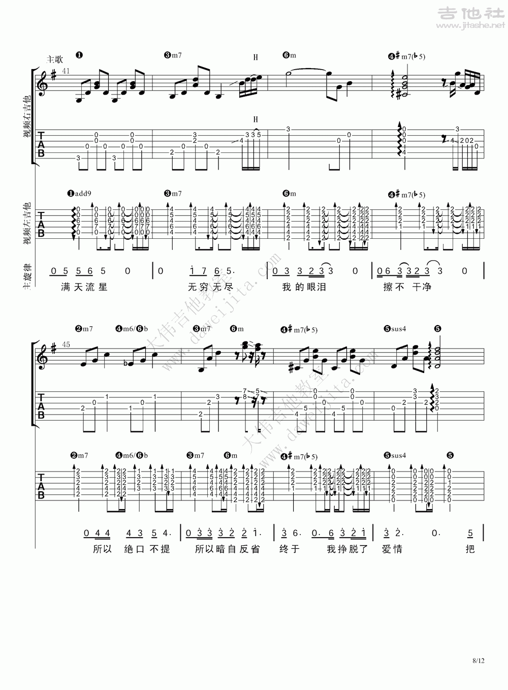 剪爱吉他谱(图片谱,弹唱,大伟吉他,教程)_张惠妹(阿mei;阿密特)_www.daweijita.com_剪爱_8.gif