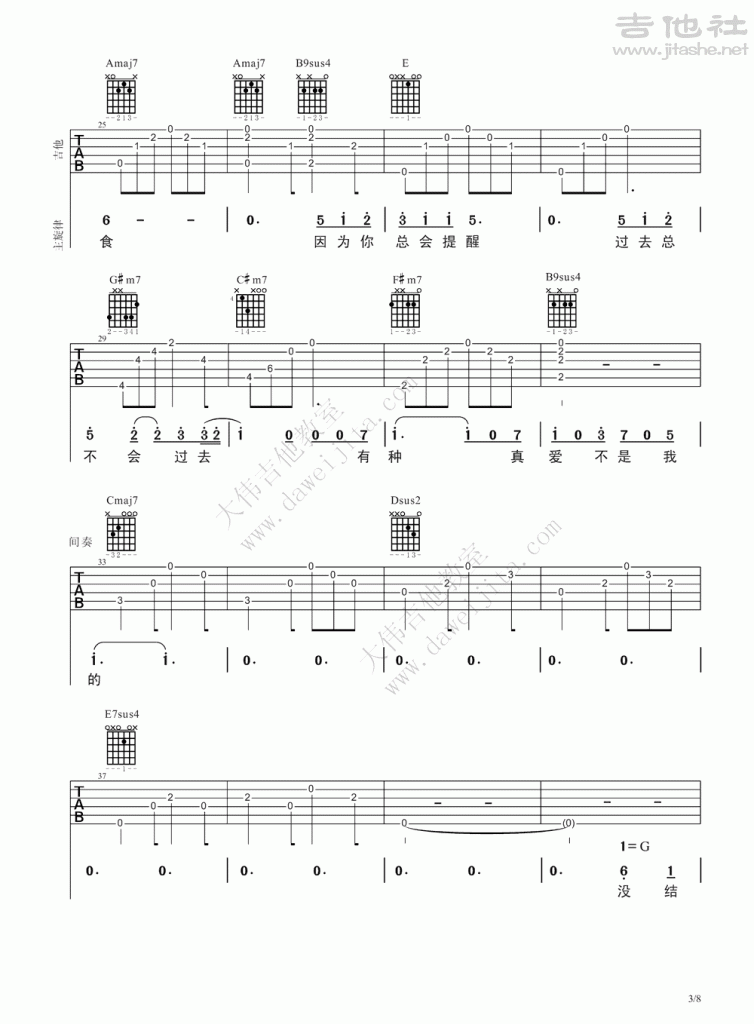 爱吉他谱(图片谱,弹唱,大伟吉他,教程)_莫文蔚(Karen Mok)_www.daweijita.com_爱_3-754x1024.gif
