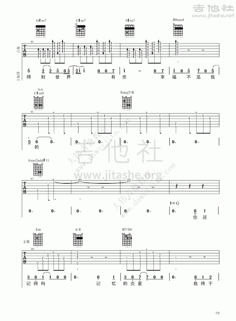 爱吉他谱(图片谱,弹唱,大伟吉他,教程)_莫文蔚(Karen Mok)_www.daweijita.com_爱_7-754x1024.gif