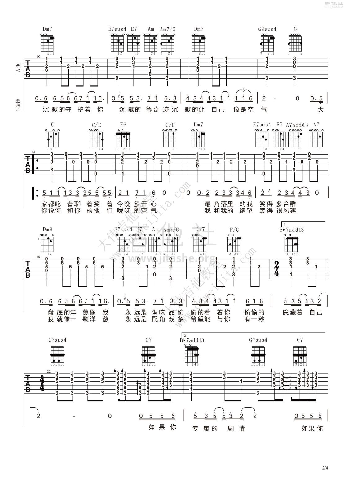 洋葱(钢琴演奏+电吉他solo部分)吉他谱(gtp谱,总谱,solo,电吉他)_杨宗纬(Aska)
