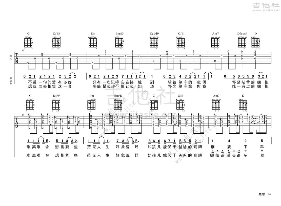 单车吉他谱(图片谱,弹唱,大伟吉他,教程)_陈奕迅(Eason Chan)_单车0614ok_页面_2.jpg