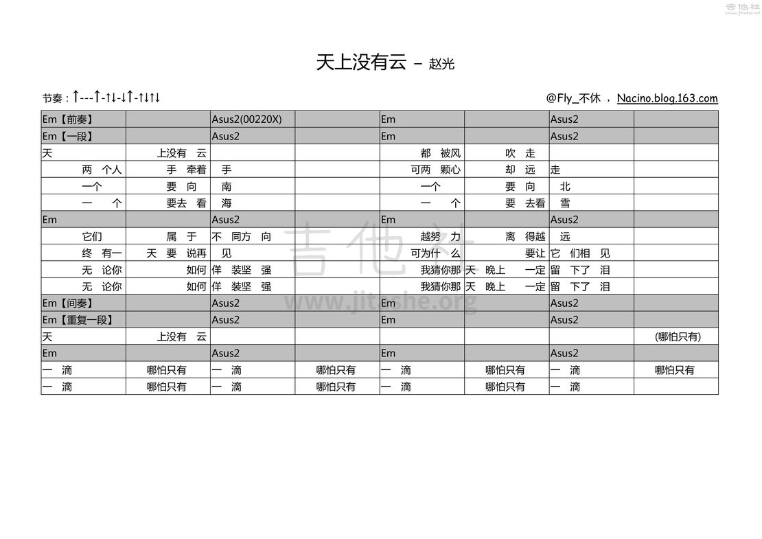 打印:天上没有云吉他谱_赵光_天上没有云.jpg